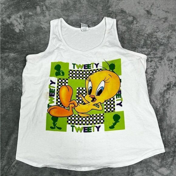 Vintage 1999 Looney Tunes Tweety Tank Top Men’s Size Large White - Picture 1 of 10